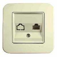 Розетка 1-я Компьютерная (RJ45 Cat5e) Крем Rollina