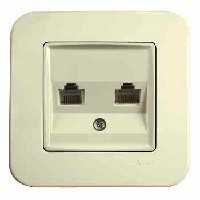Розетка  Компьютер + Телефон (RJ45 Cat5e - RJ11) Крем Rollina