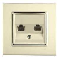 Розетка 2-я Компьютер + Телефон  (RJ45 Cat5e RJ11) Крем Linnera