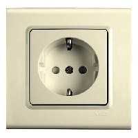 Розетка 1-я С Заземлением и защитными шторками Крем Linnera