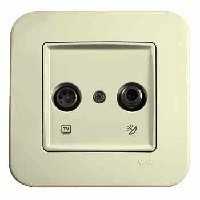 Розетка 2-я TV Спутник Проходная (11DB)   Крем Rollina