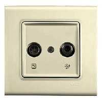 Розетка 2-я TV - Спутник Проходная (11DB) Крем Linnera